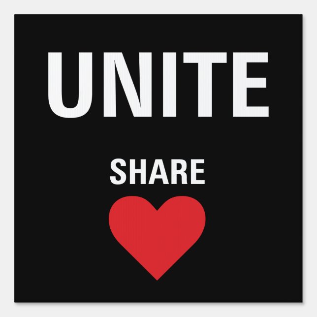 Unite Democracy Political Yard or Protest Sign (Front)
