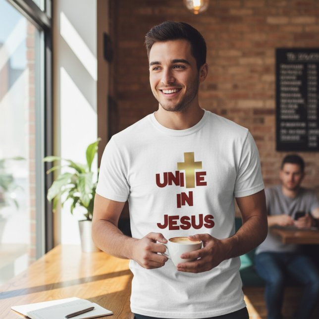 Unite in Jesus - Golden Cross Christian Faith T-Shirt (Creator Uploaded)