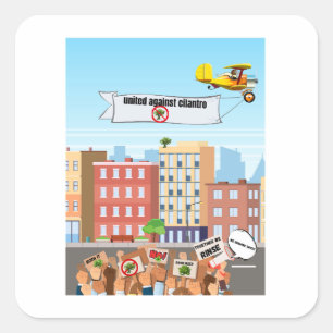 United Against Cilantro – Funny Anti-Cilantro Square Sticker