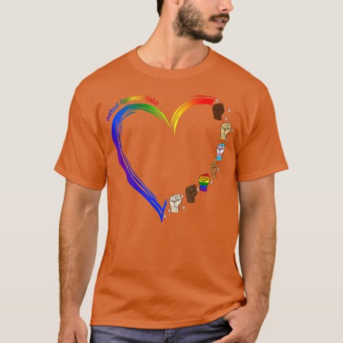 United Against Hate LGB Pride Black Melanin Heart  T_Shirt