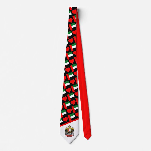 United Arab Emirates Flag and Coat of Arms UAE Neck Tie (Front)