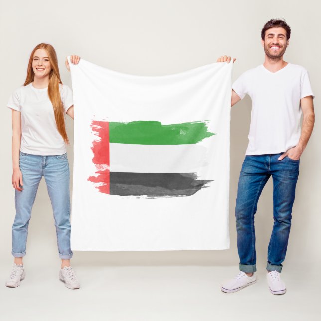 United Arab Emirates flag brush stroke Fleece Blanket (In Situ)
