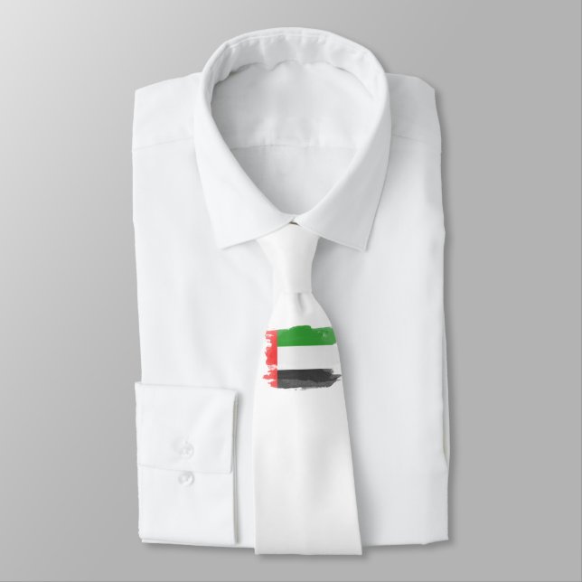 United Arab Emirates flag brush stroke Neck Tie (Tied)