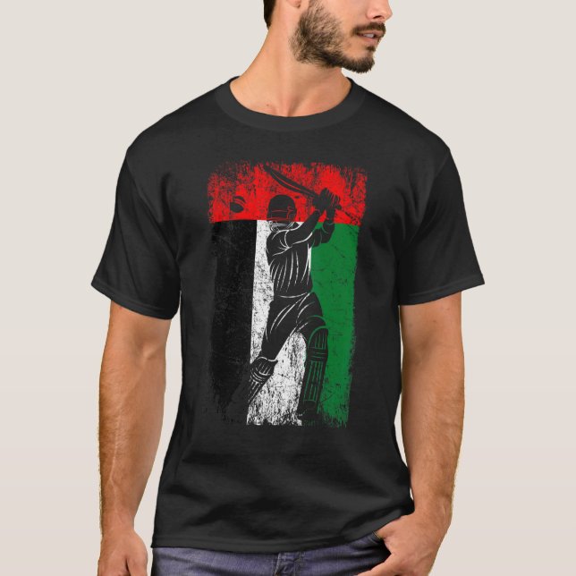 United Arab Emirates Flag Cricket Fan Player Coach T-Shirt (Front)