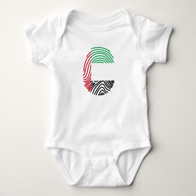 United Arab Emirates Flag Fingerprint Baby Bodysuit (Front)