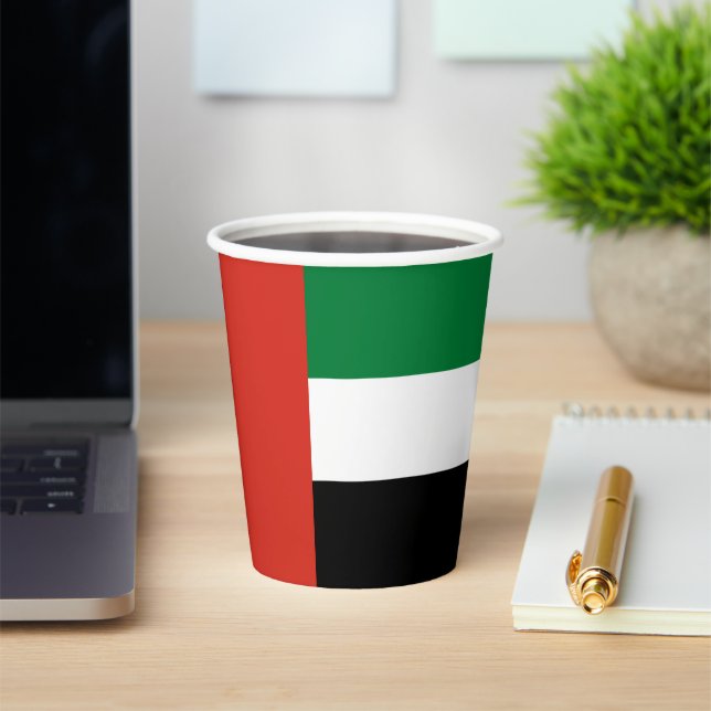 United Arab Emirates flag Paper Cups (Insitu)