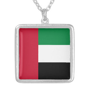 United Arab Emirates Flag Silver Plated Necklace