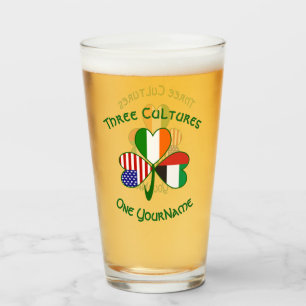 United Arab Emirates Irish American Flags Shamrock Glass