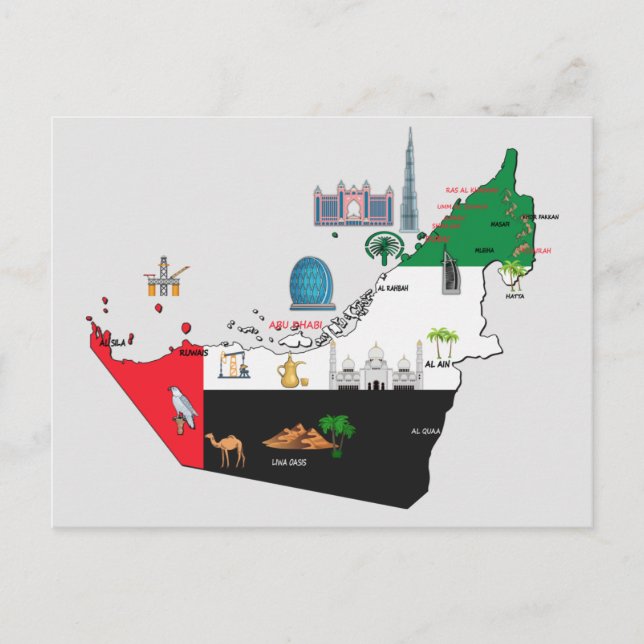 United Arab Emirates map Postcard (Front)