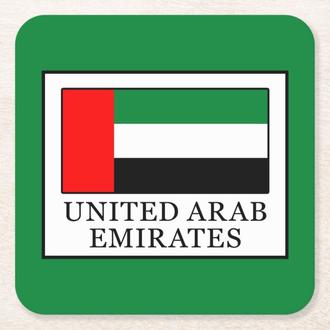 United Arab Emirates Square Paper Coaster (Front)