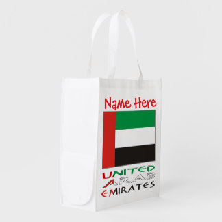 United Arab Emirates UAE Flag Red Personalize Name Grocery Bag