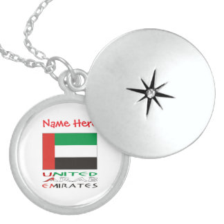United Arab Emirates UAE Flag Red Personalize Name Locket Necklace