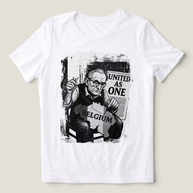 United As One – Belgium Black & White Art T-Shirt Tri-Blend Shirt (Design Front)