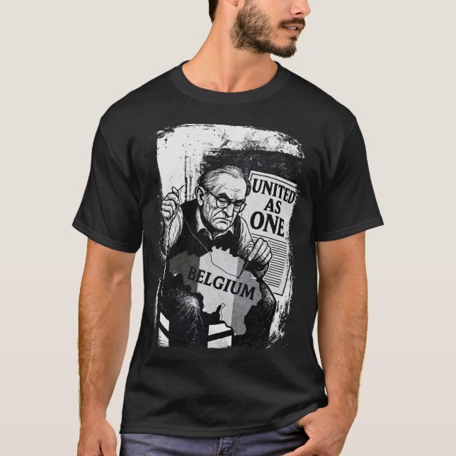 United as One – Belgium Black & White Grunge T-Shirt (Front)