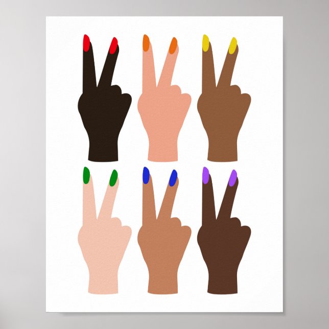 United Diversity Peace Signs Rainbow Colors (Front)