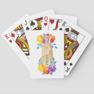 United Hands with Pride Floral Playing Cards