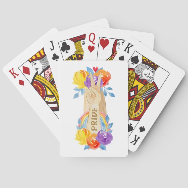 United Hands with Pride Floral Playing Cards (Back)