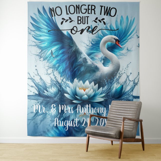United in Grace – Swan Wedding Backdrop (In Situ)