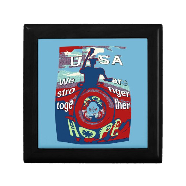 United in Hope: Stronger Together - USA Art Print  Keepsake Box (Front)