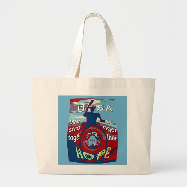 United in Hope: Stronger Together - USA Art Print  Large Tote Bag (Front)