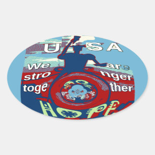 United in Hope: Stronger Together - USA Art Print Oval Sticker