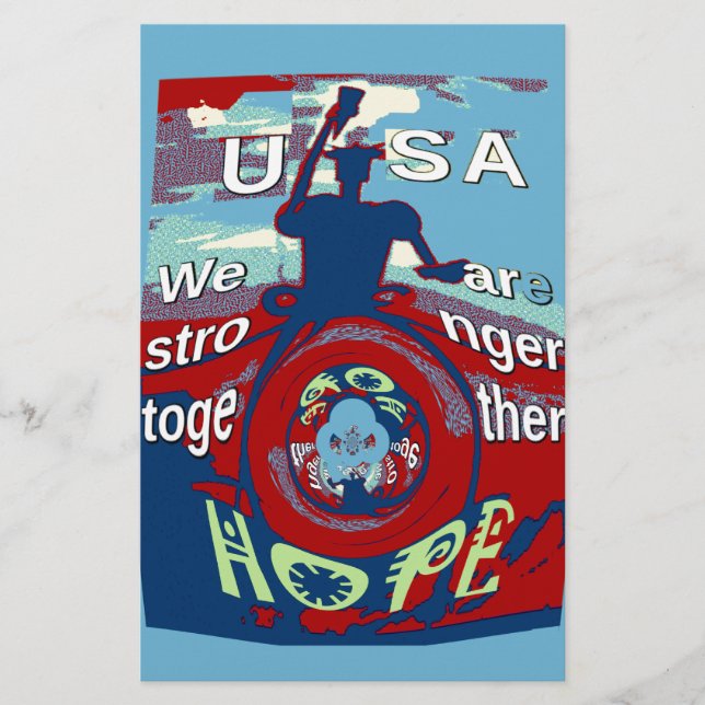 United in Hope: Stronger Together - USA Art Print  Stationery (Front)