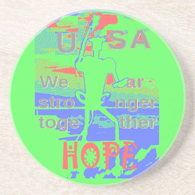 United in Hope: Stronger Together - Vibrant USA  Coaster (Front)