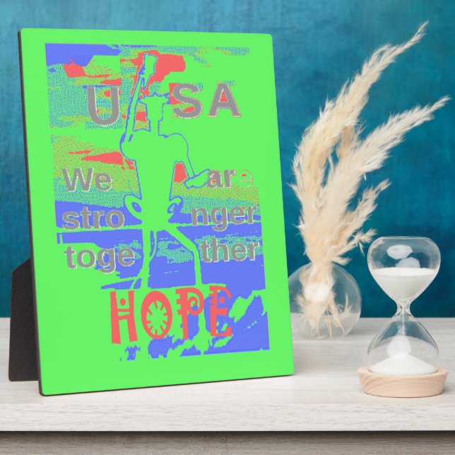 United in Hope: Stronger Together - Vibrant USA  Plaque (Side)