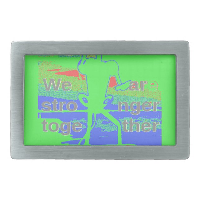 United in Hope: Stronger Together - Vibrant USA  Rectangular Belt Buckle (Front)