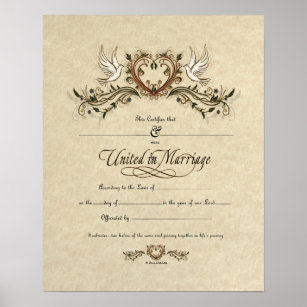 "United in Marriage" Ornate Wedding Certificate Poster