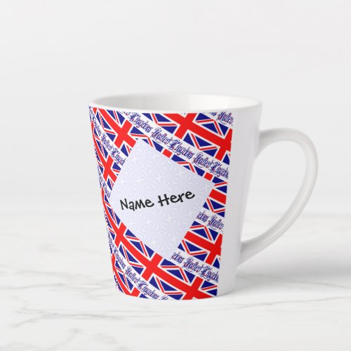 United Kingdom and Great Britain Flag Tiled Name Latte Mug