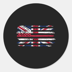 United Kingdom And Us Flag Dual Heritage Classic Round Sticker