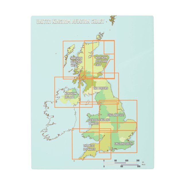United Kingdom aviation chart Metal Print (Front)