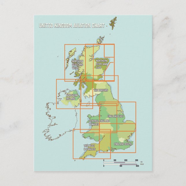 United Kingdom aviation chart Postcard (Front)
