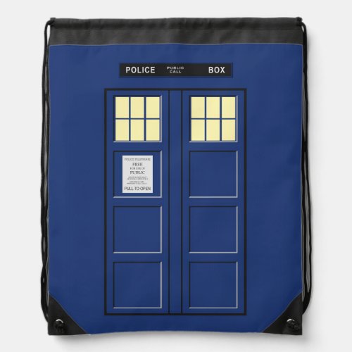 United Kingdom _ Blue Police Public Call Box 1 Drawstring Bag