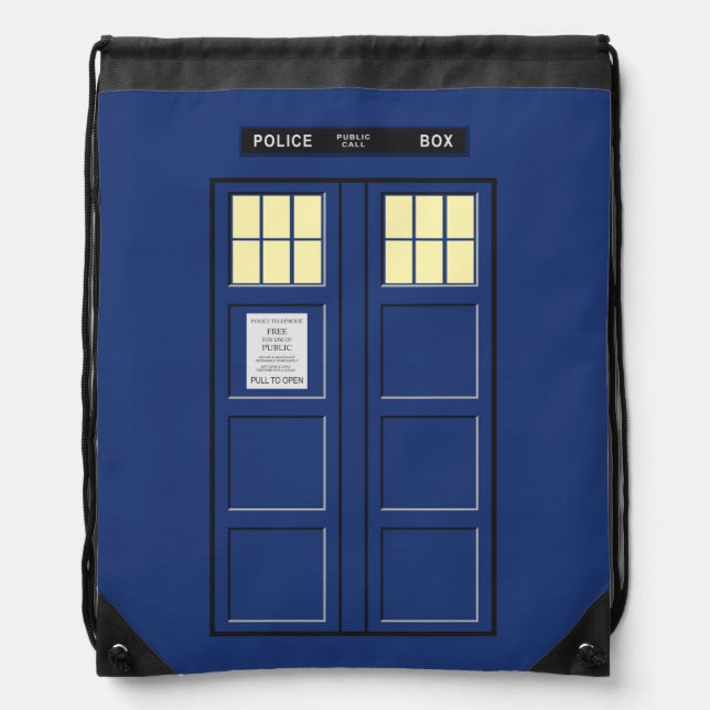 United Kingdom - Blue Police Public Call Box 1 Drawstring Bag (Front)