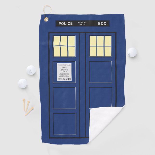 United Kingdom - Blue Police Public Call Box 1 Golf Towel (InSitu)