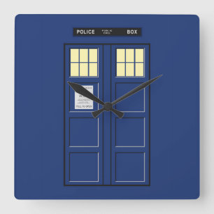 United Kingdom - Blue Police Public Call Box 1 Square Wall Clock