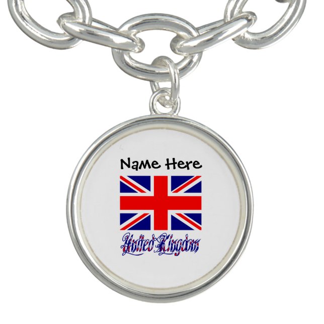 United Kingdom British Flag Black Personalization  Bracelet (Design)