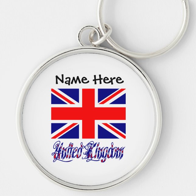 United Kingdom British Flag Black Personalization  Keychain (Front)