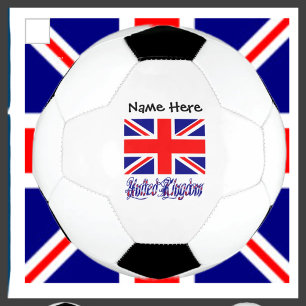 United Kingdom British Flag Black Personalization  Soccer Ball