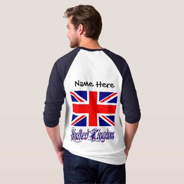 United Kingdom British Flag Black Personalization  T-Shirt (Back Full)