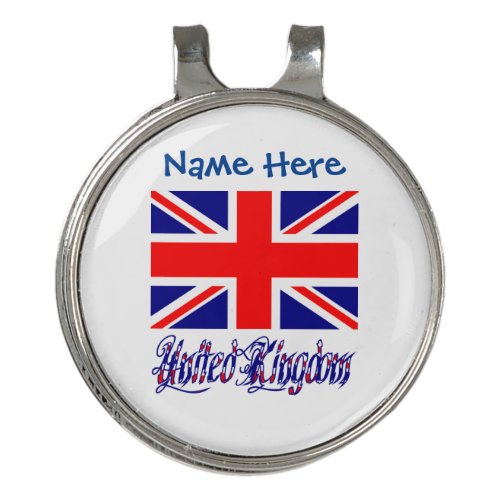 United Kingdom British Flag Blue Personalization  Golf Hat Clip