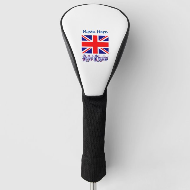 United Kingdom British Flag Blue Personalization Golf Head Cover (Front)