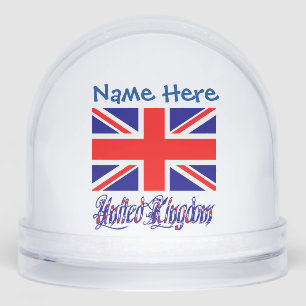 United Kingdom British Flag Blue Personalization Snow Globe