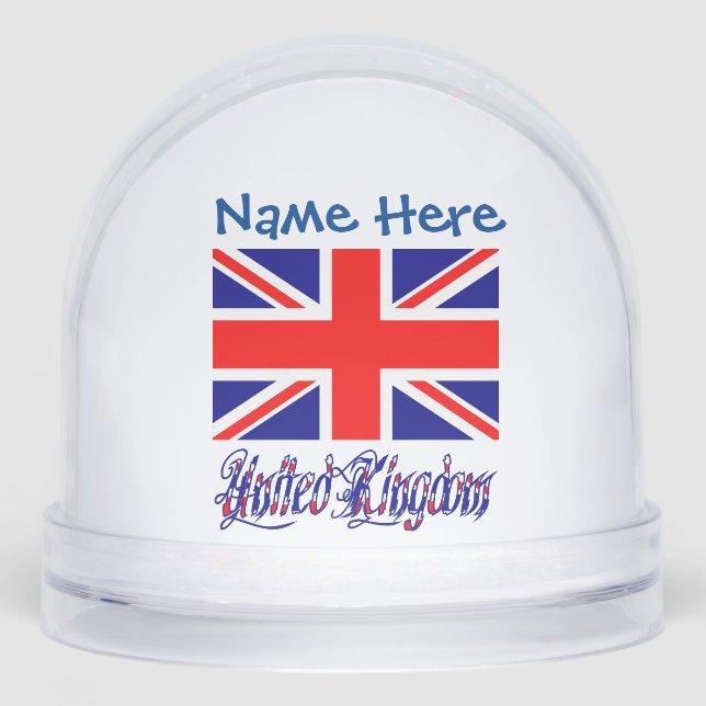 United Kingdom British Flag Blue Personalization Snow Globe (Front)
