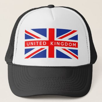 United Kingdom British Flag Country Text Name Trucker Hat by tony4urban at Zazzle