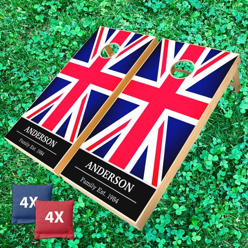 United Kingdom British Flag personalized  Family Cornhole Set