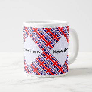 United Kingdom British Flag Tiled Personalized Giant Coffee Mug