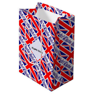 United Kingdom British Flag Tiled Personalized Medium Gift Bag